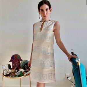 Tory Burch Cream and Gold Geometric Dress